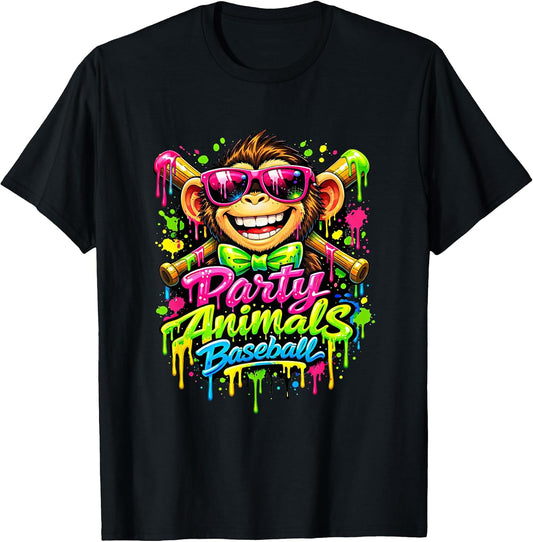 Party Animals Baseball Monkey Sunglasses Graffiti