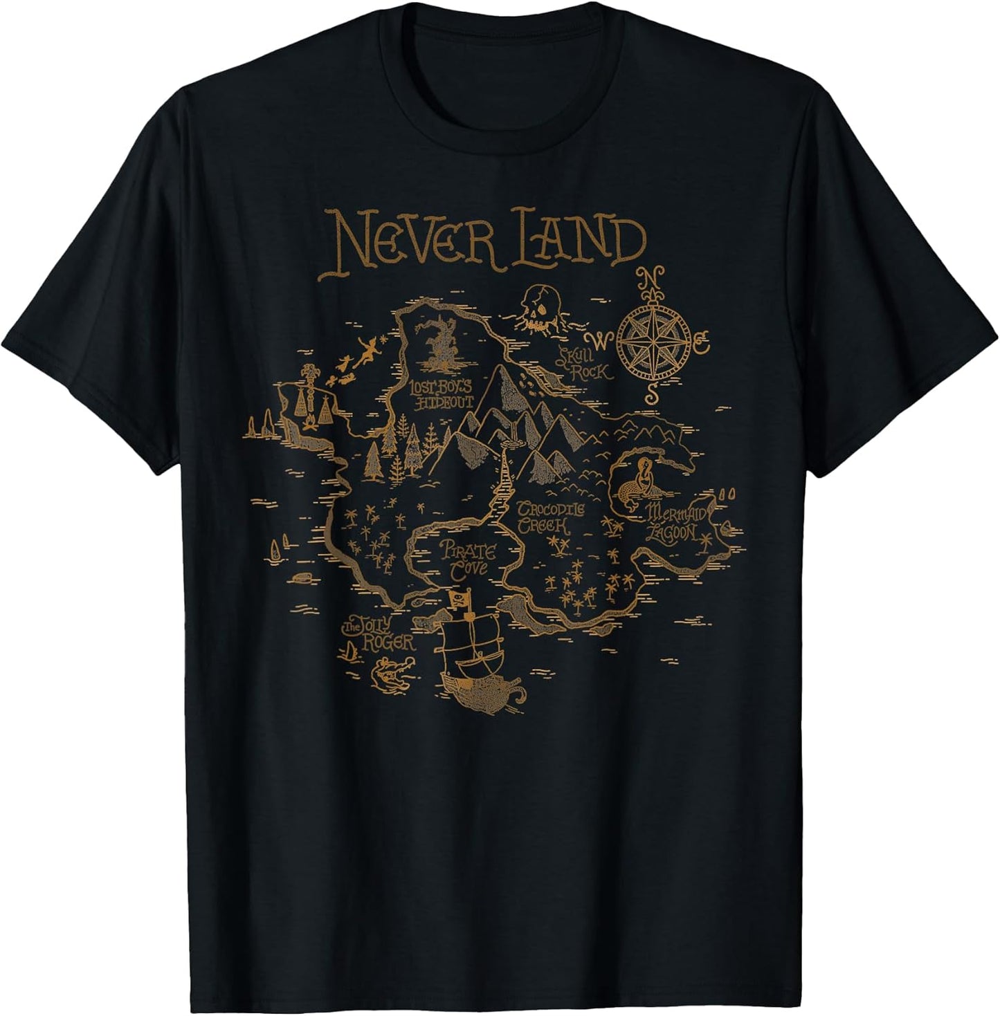 Peter Pan Never Land Map Graphic T-Shirt T-Shirt Small