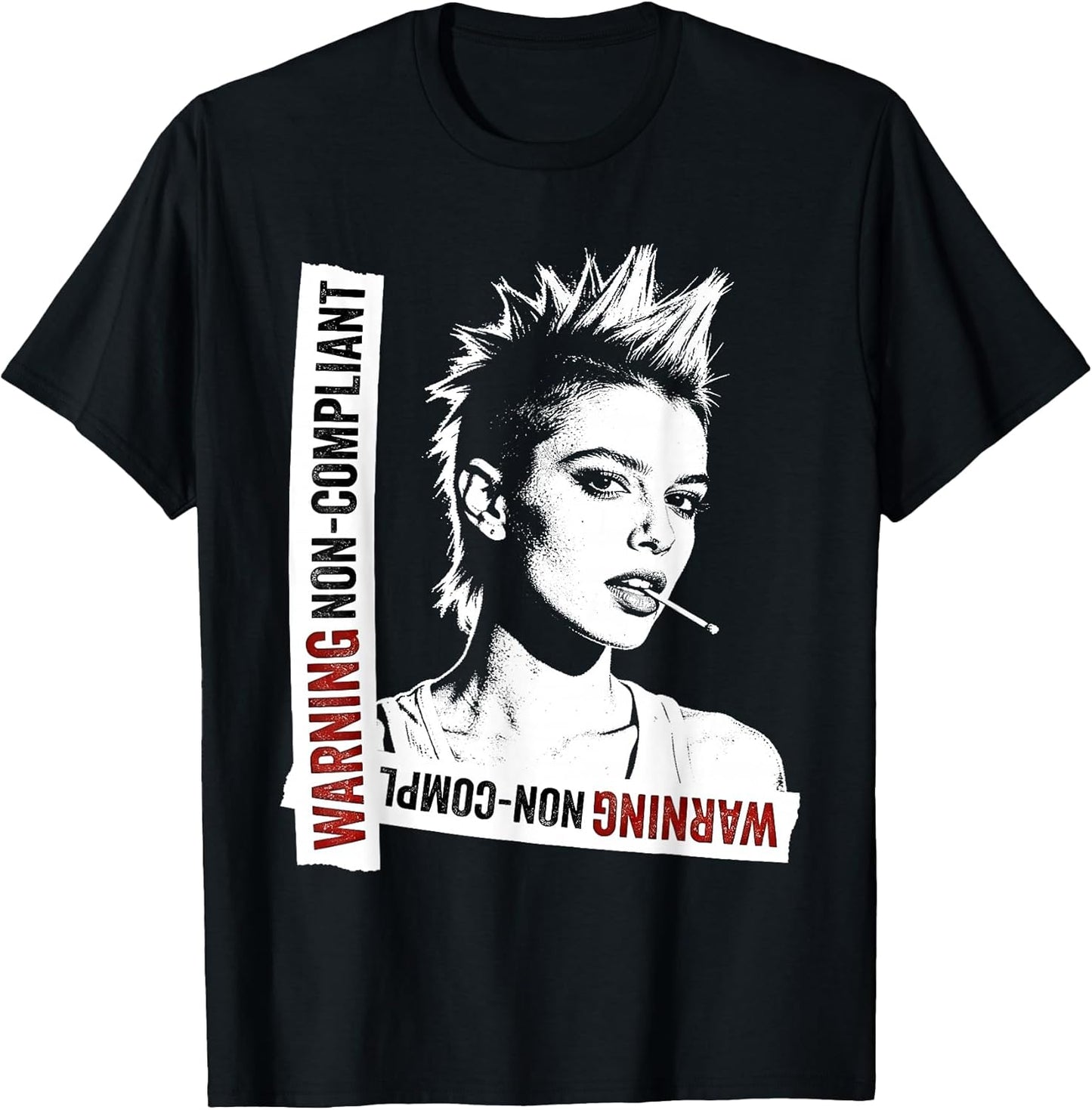 Punk Woman Stencil Graffiti Urban Grunge Art Distressed T-Shirt