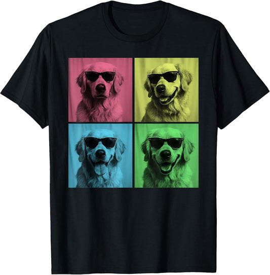 Golden Retriever Pop Art Funny Golden Dog Lover Photo Booth T-Shirt