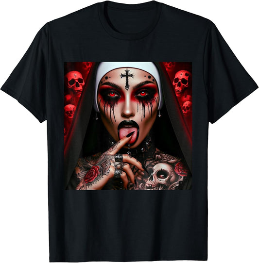 Gothic Aesthetically Occulte Unholy Grunge Emo Punk Nun T-Shirt