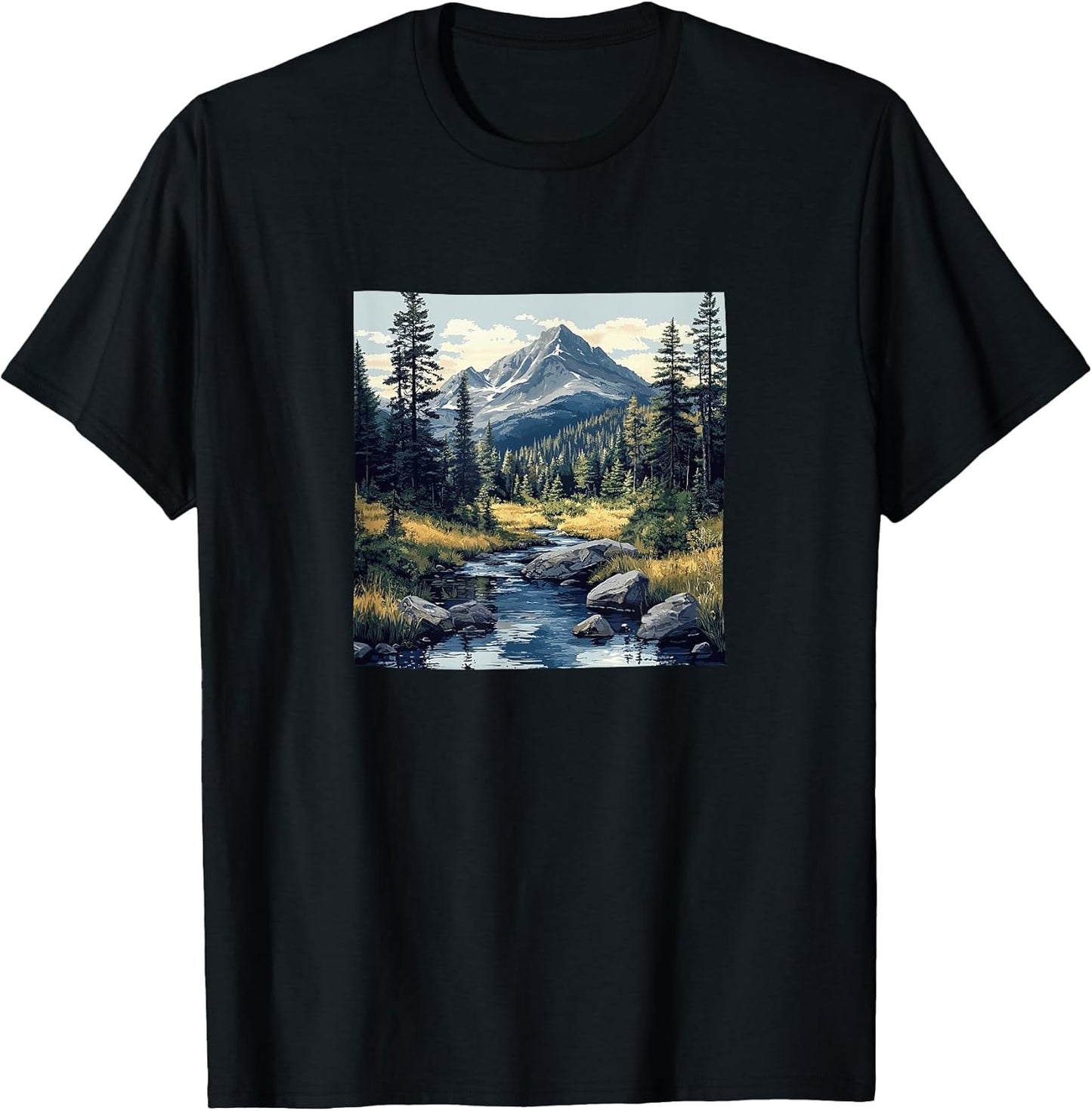 Alpine Forest With Stream Vintage Merch