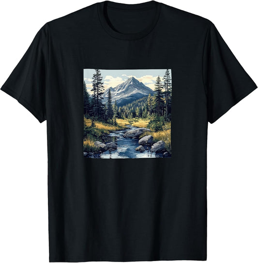 Alpine Forest With Stream Vintage Merch