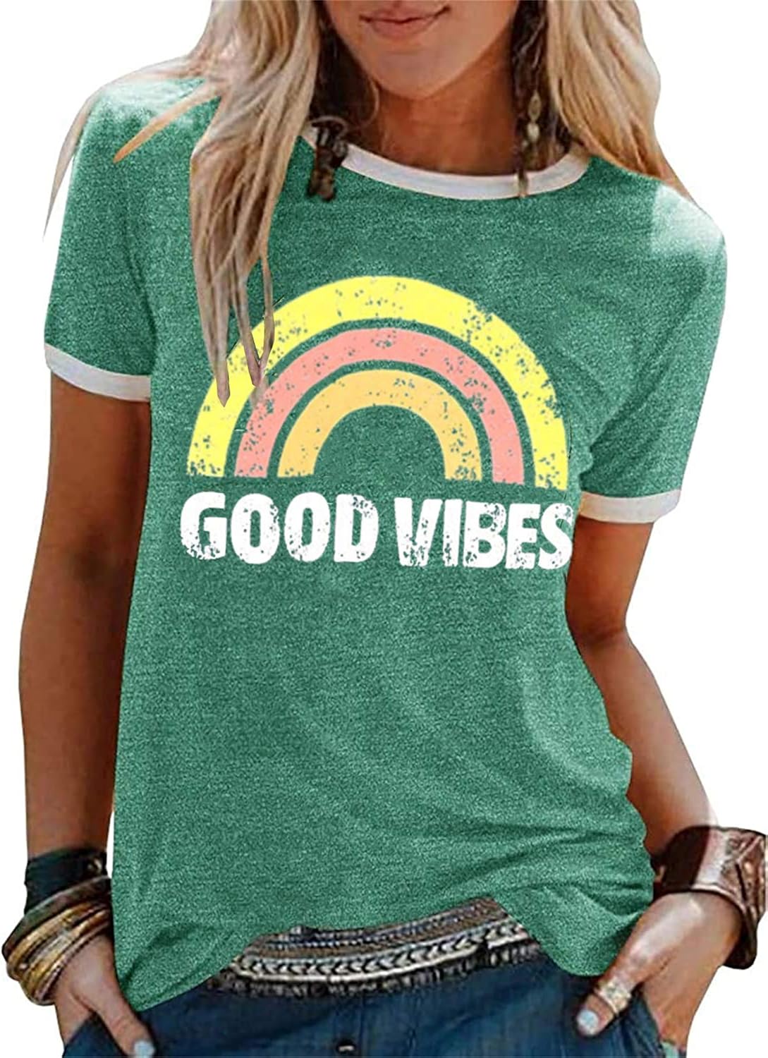 Graphic Tees for Women Short Sleeve Summer Tops Funny Letter Printed Loose Casual T Shirts