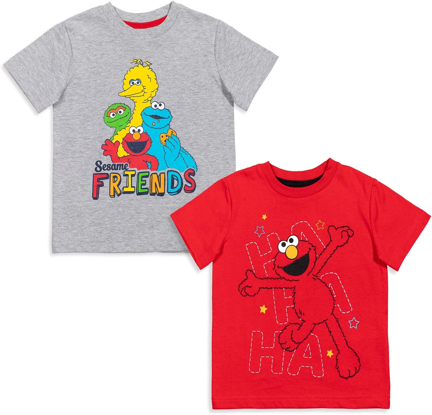 Elmo's Book of Friends 2 Pack T-Shirts and Board Book Set Infant to Little Kid Sizes (12 Months - 7-8)