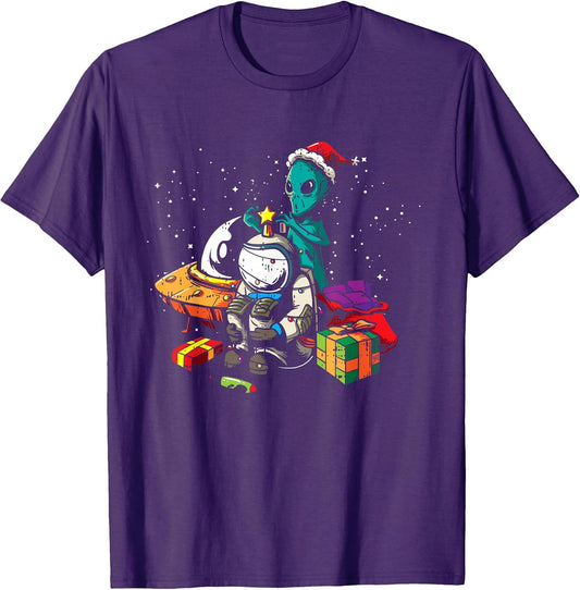 Christmas Shirts Women Men Kids Alien Astronaut