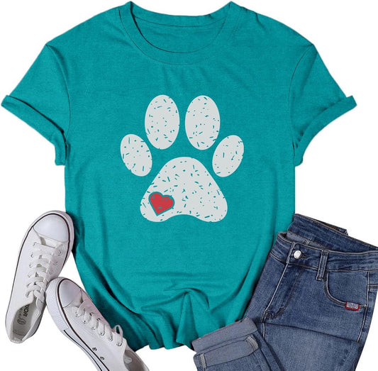 Womens Dog Shirts Easily Distracted by Dogs Tshirt Dog Mom Paw Pet Lover Tee Tops