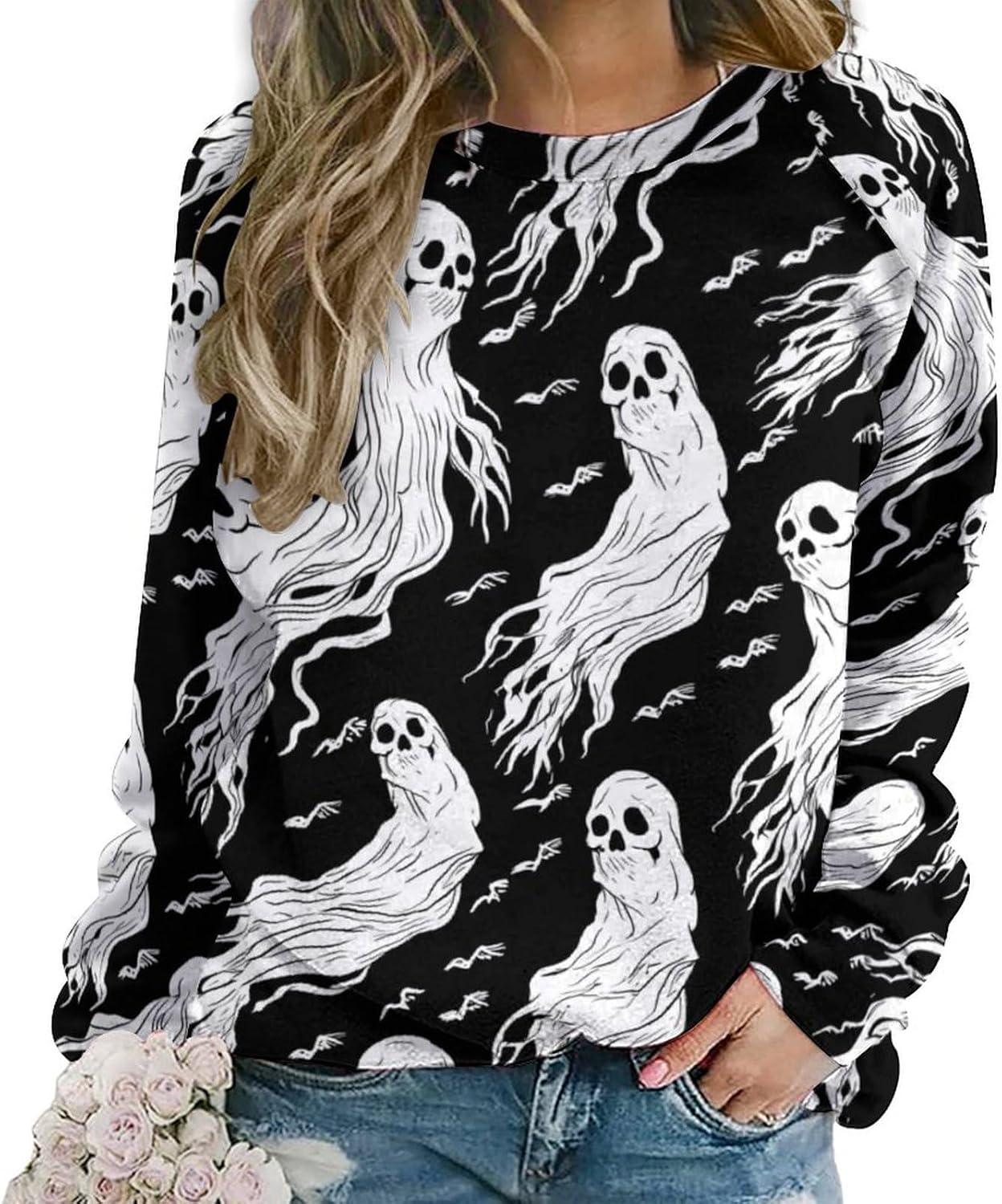 Western Aztec Sweatshirts for Women Retro Ethnic Graphic Crewneck Long Sleeve Pullover Tops Fall Casual Country Shirt