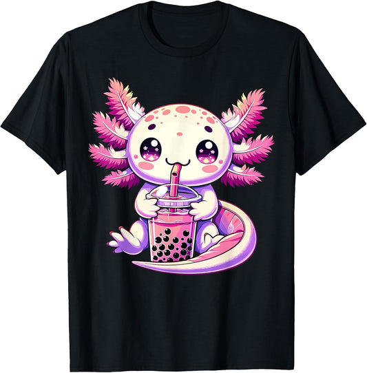 Bobalotl Kawaii Axolotl Drinking Boba Tea