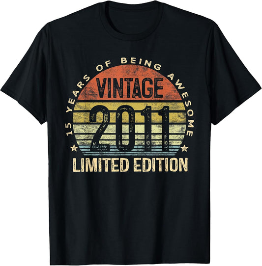Vintage 2011 Limited Edition 15-Year-Old 15th Birthday T-Shirt