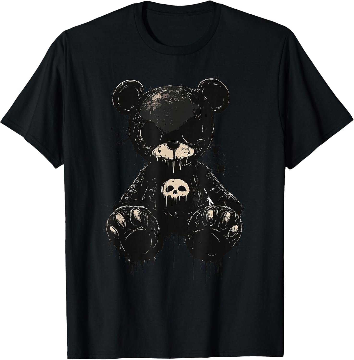 Scary Cute Teddy Bear Gothic Women Creepy Goth Teddy Bear T-Shirt