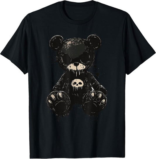 Scary Cute Teddy Bear Gothic Women Creepy Goth Teddy Bear T-Shirt