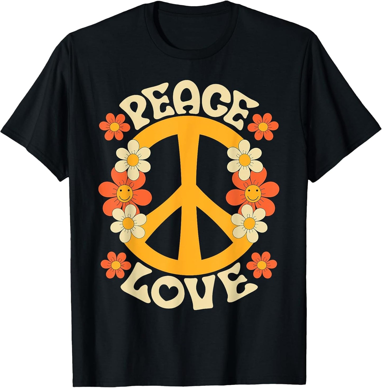 Peace Sign Love 60s 70s Costume 70 Theme Party Groovy Hippie T-Shirt