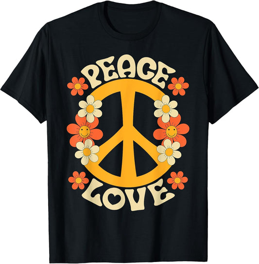 Peace Sign Love 60s 70s Costume 70 Theme Party Groovy Hippie T-Shirt