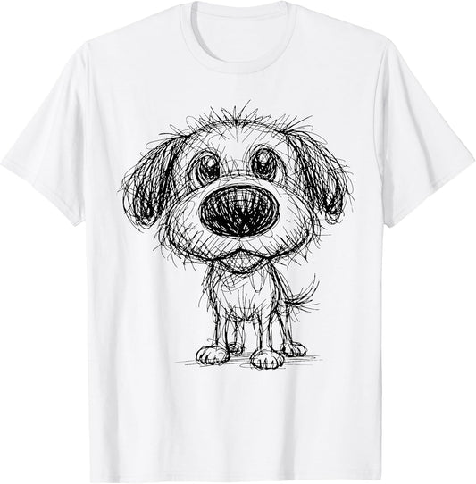 Puppy Lover Abstract Scribble Dog Art Cute Pet Sketch T-Shirt