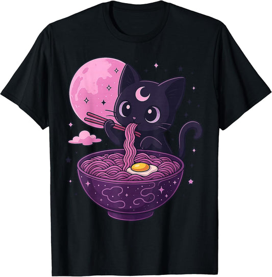 Japanese Anime Black Cat Apparel Gift Graphic Tees