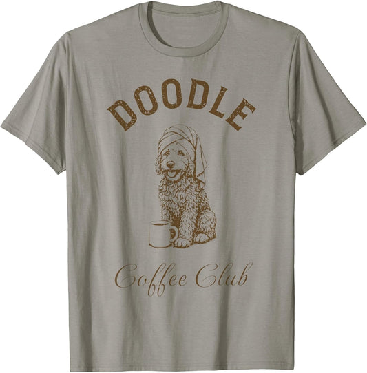 Doodle Coffee Club Cute Dog Lover Coffee Design T-Shirt