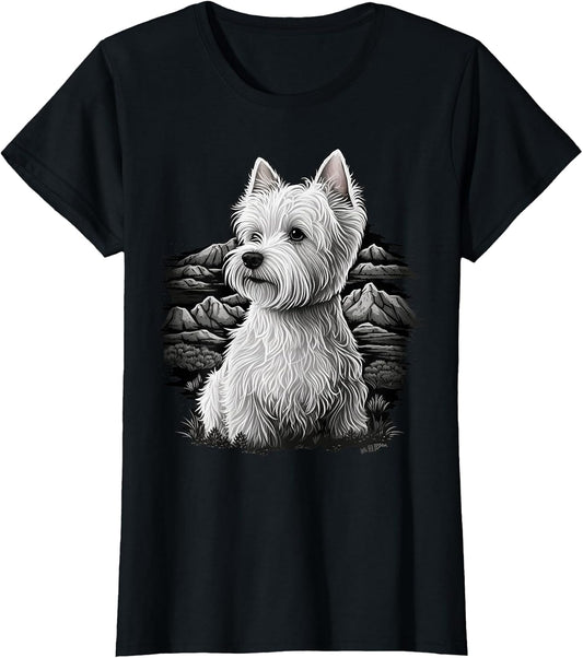 Cute Westie Dog on West Highland White Terrier Lover T-Shirt