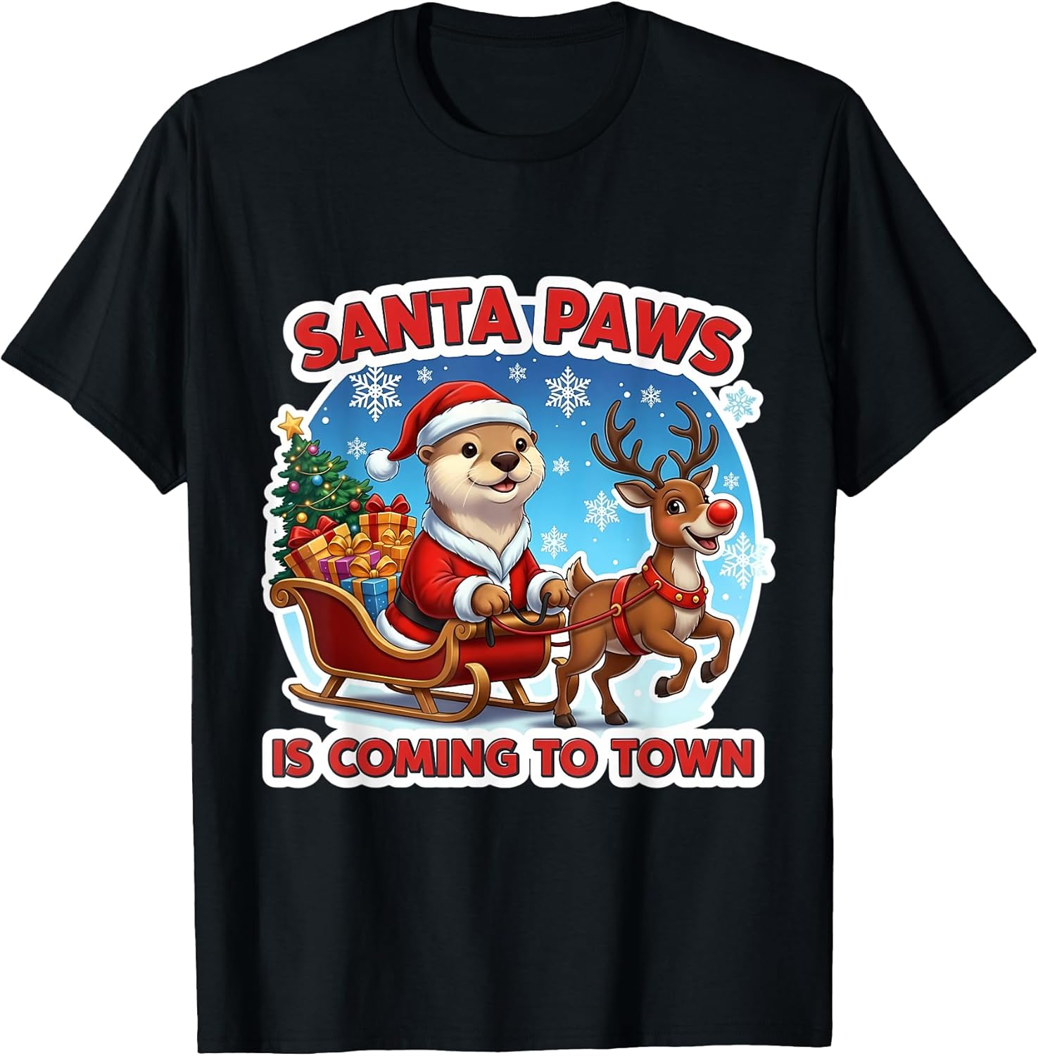 Santa Paws Is Coming To Town Christmas Otter Merch