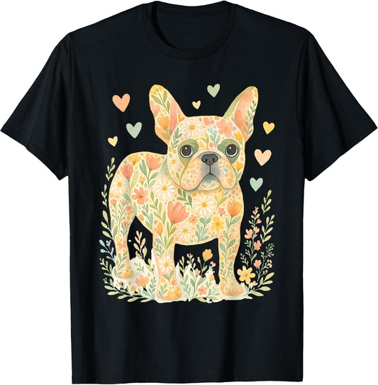 French Bulldog Floral Shirt Cute Frenchie Lover Dog Mom T-Shirt