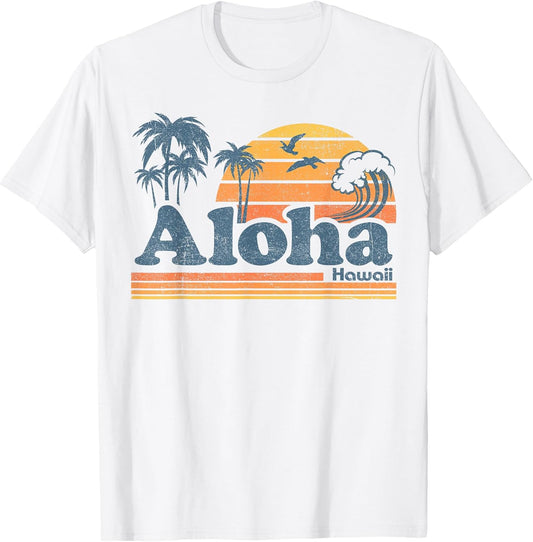 Aloha Hawaii Vintage Beach Summer Surfing 70s Retro Hawaii T-Shirt