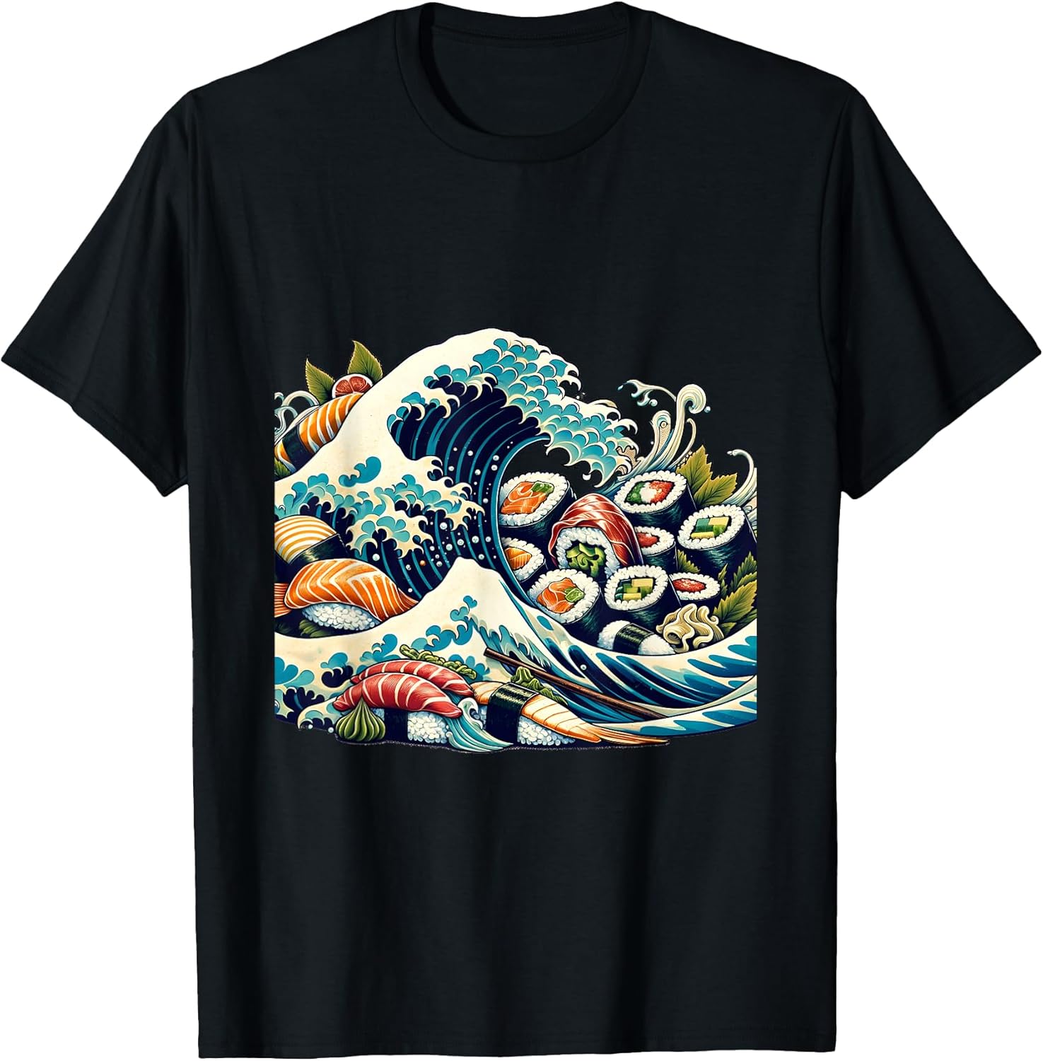Great Sushi Wave Art Tee Japanese Food Lover T-Shirt