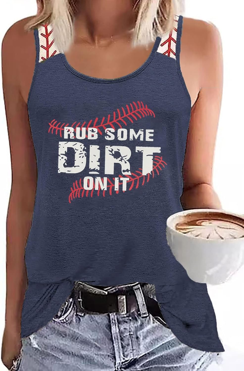 Baseball Mom Tank Tops Baseball Mama T Shirt Rub Some Dirt On It Letter Print Baseball Love Graphic Sleeveless Tee