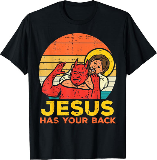 Jesus Has Your Back Jiu Jitsu Retro Christian Men Women Kids T-Shirt Small