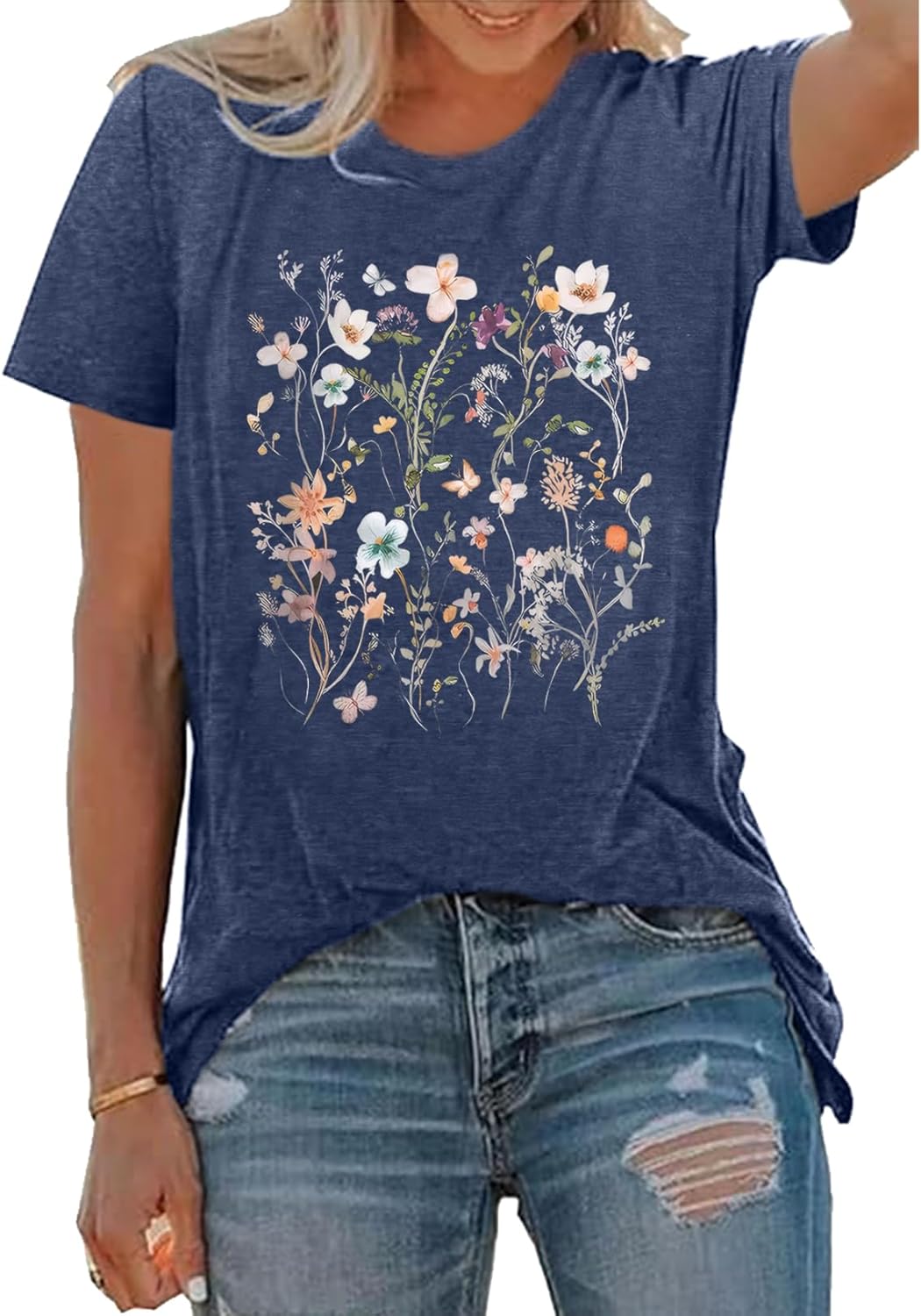 Women Graphic Tee Casual Floral T Shirts