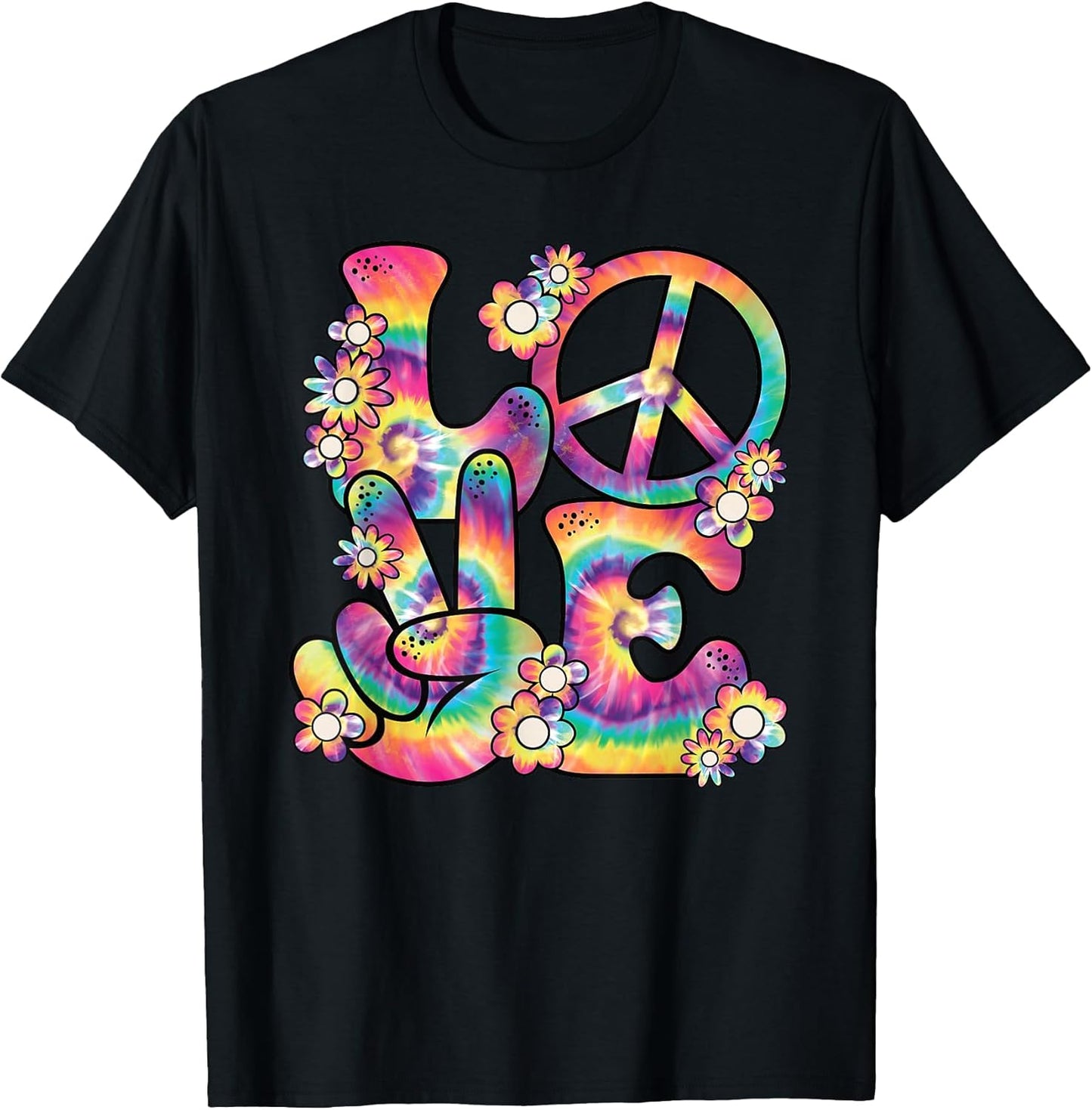 Hippie Love Peace 60s 70s Theme Outfit Costume Women Girls T-Shirt
