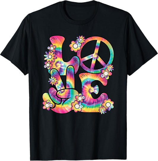 Hippie Love Peace 60s 70s Theme Outfit Costume Women Girls T-Shirt