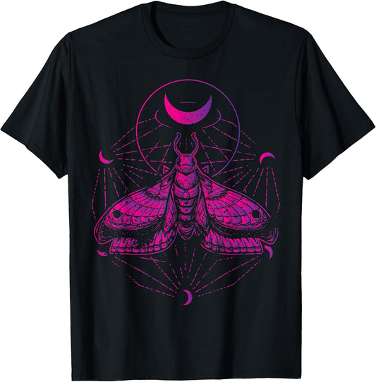 Goth Moth and Crescent Moon Creepy T-Shirt Gift for Goths T-Shirt