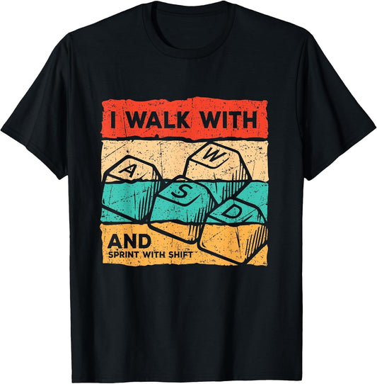 WASD PC Gamer Present Video Gaming Vintage Game Keyboard T-Shirt