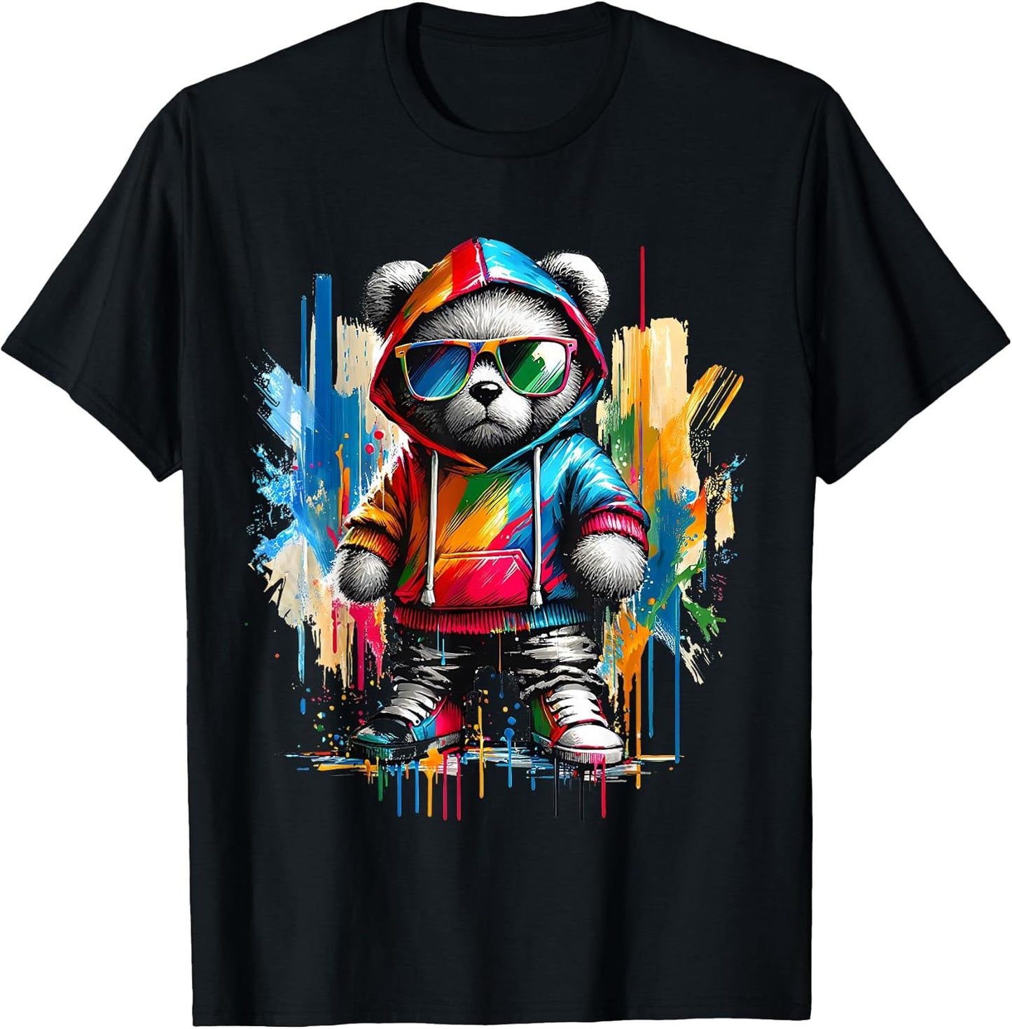 Graphic Teddy Bear Cool Bears Hip Hop Streetwear Colorful T-Shirt