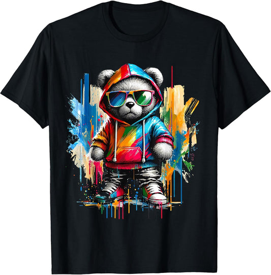 Graphic Teddy Bear Cool Bears Hip Hop Streetwear Colorful T-Shirt