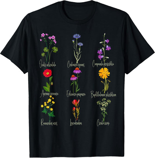Botanical Chart Wildflower Names Floral Graphic Te