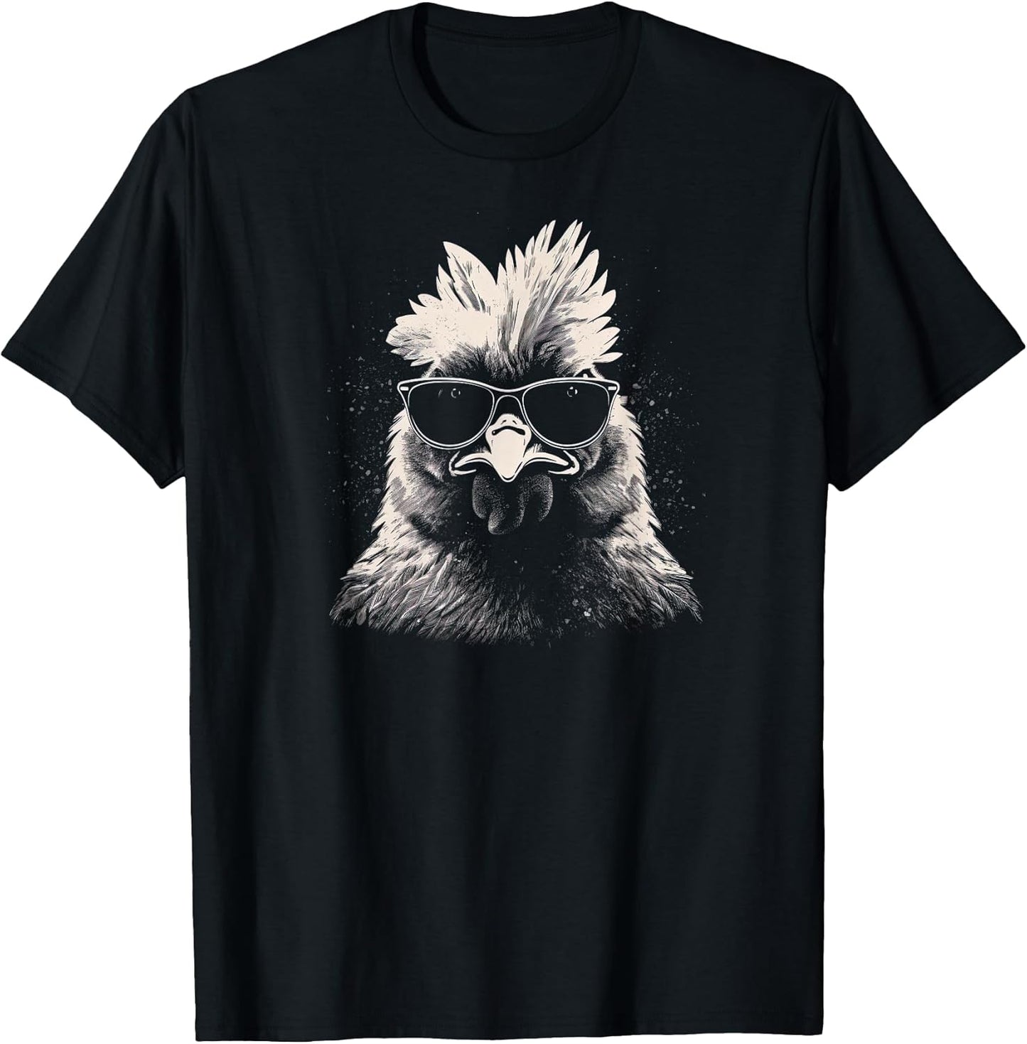 Cool Chicken with Sunglasses Sketch Punk Stencil Rooster T-Shirt