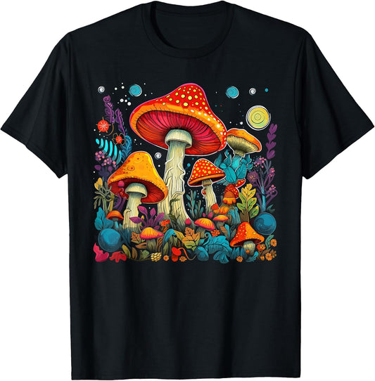 Hippie Mushrooms Psychedelic Forest Fungi Festival T-Shirt