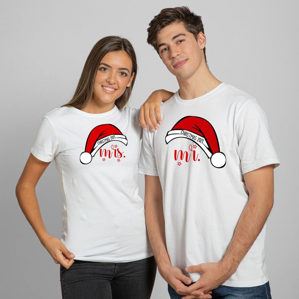 Mr and Mrs Christmas shirts, Matching couple shirts