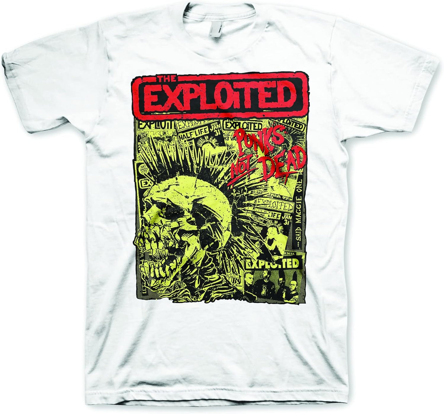 The Exploited Punks Not Dead Mens White Short Sleeve T Shirt Punk Rock Band Graphic Tees