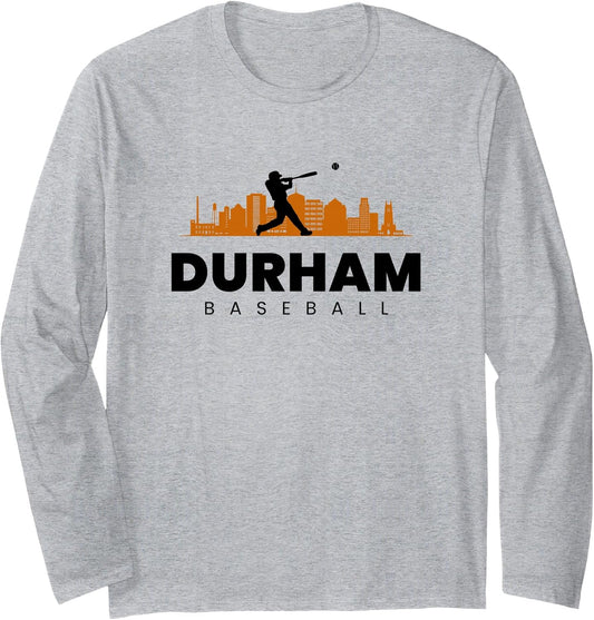 Durham Baseball Vintage Minimalist Retro Baseball Lover Long Sleeve T-Shirt