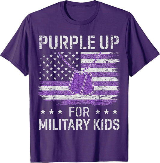 Purple Up For Military Kids Flag Military child Month T-Shirt