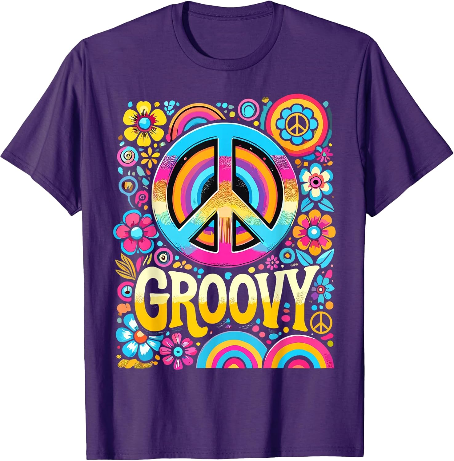 Tie Dye Peace Sign Hippie Groovy T-Shirt