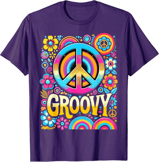 Tie Dye Peace Sign Hippie Groovy T-Shirt