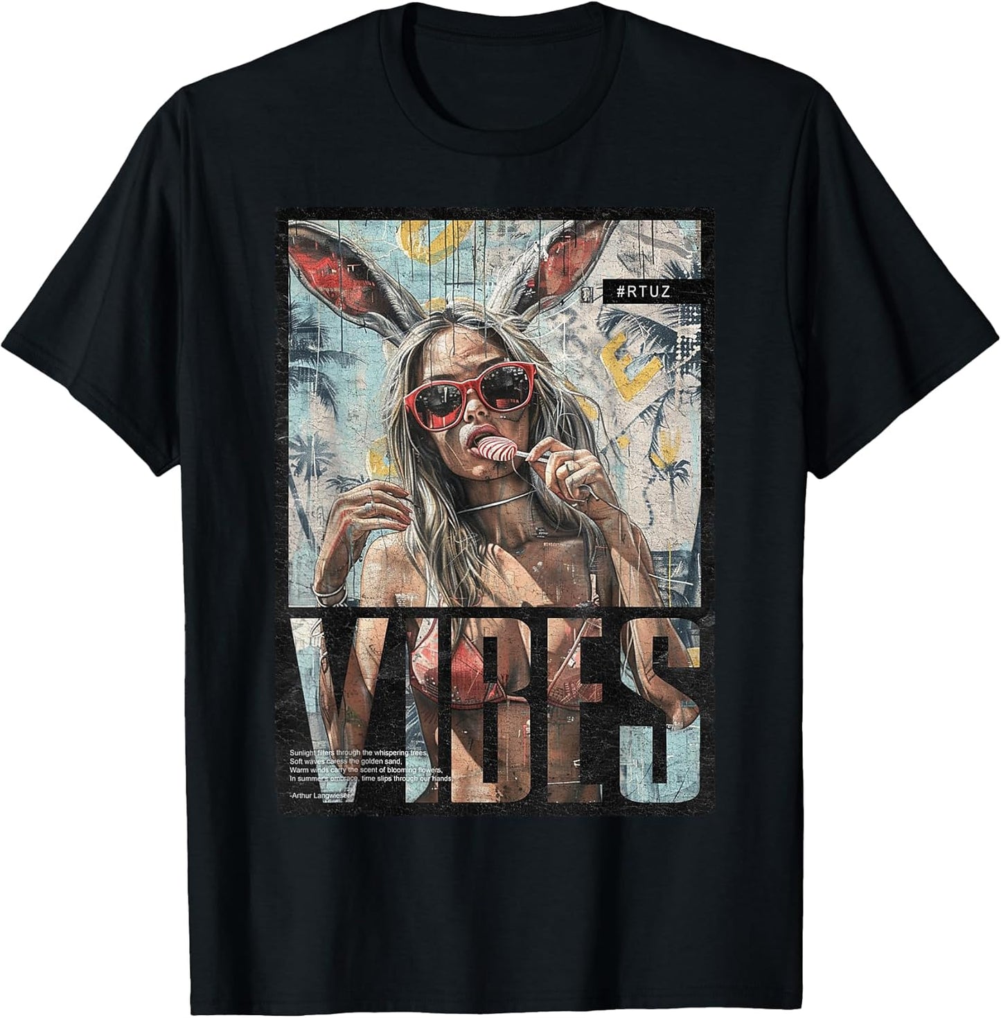 Vintage Girl Magazin Cover Sexy Model Pin-up T-Shirt, Small, Black