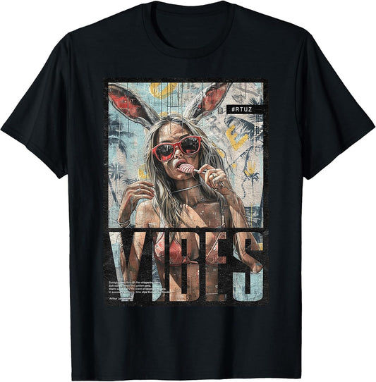 Vintage Girl Magazin Cover Sexy Model Pin-up T-Shirt, Small, Black