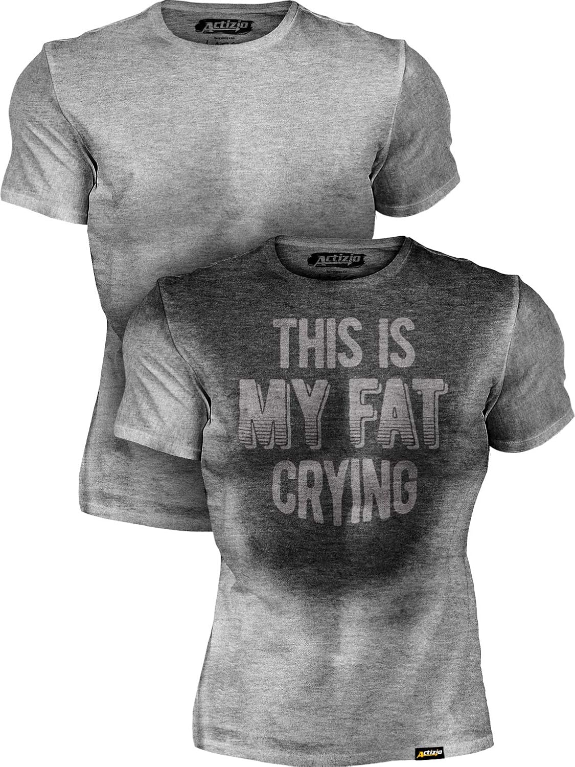 Men's Workout Shirt Sweat Activated Motivational Exercise Gym Moisture Wicking Fitness - This is My Fat Crying