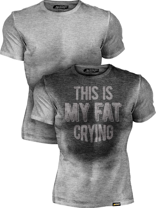 Men's Workout Shirt Sweat Activated Motivational Exercise Gym Moisture Wicking Fitness - This is My Fat Crying