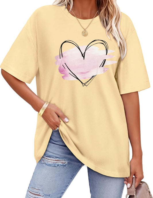 Oversized Tshirts for Women Crewneck Summer Graphic Tees Short Sleeve Loose Basic Tops 2026