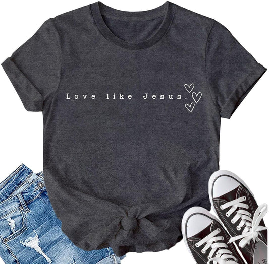 Love Like Jesus Shirt Christian Minimalist Shirt for Women Faith-Based Tees Christian Tops